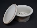 theefilter keramiek, voor op kopje, beige, met platte deksel; 86-65/49mm