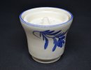theefilter keramiek, voor op kopje, beige + keulsblauwe bloem; 88/80mm