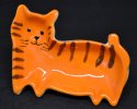 lekschaaltje Kat Streepje, porcelein oranje; 96/72/18mm