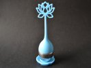 thee-ei rvs ei met silicone steel met bloem lichtblauw + lekschaaltje; 150/40mm