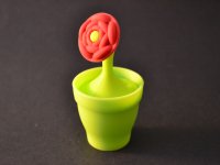 thee-ei bloem rood rond in bloempot, silicone, mintgroen; 100/50mm
