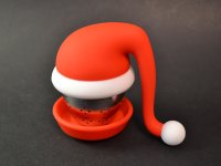thee-ei Kerstmuts + lekbakje, rood-wit-rvs, silicone + rvs; 50/70/80mm