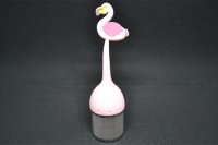 thee-ei Flamingo, roze op rvs cylinder, silicone + rvs; 40/153mm